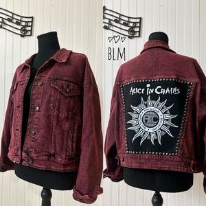 Alice In Chains red acid wash denim jacket
